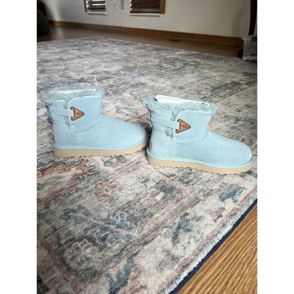 UGG Boots Womens Sz 6 Urchin Flex Bailey Mini Suede Shearling Baby Blue Wool New - Picture 8 of 15